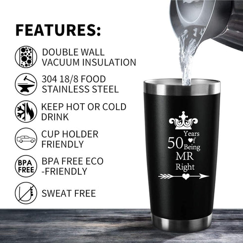 Pack of 2 Wedding 50th Anniversary Tumblers for Couples